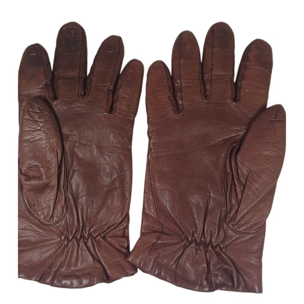 Vintage Aris Leather Gloves 100% Wool Lined Brown Winter Driving Size 8 Heritage - Picture 2 of 10